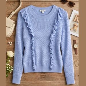 On 34th Knitted Modal Cotton Sweater Cable knit Medium Crewneck Old Money Chic